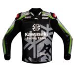 NARSON KAWASAKI RACING TEAM MOTORCYCLE COWHIDE LEATHER BIKER JACKET