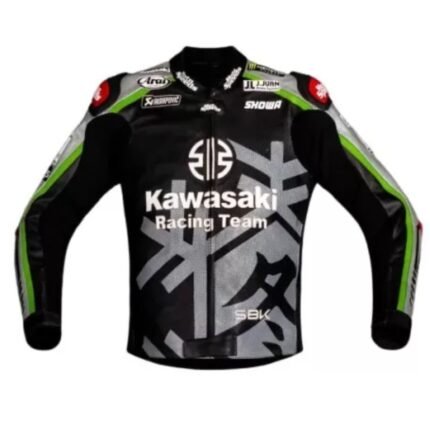 NARSON KAWASAKI RACING TEAM MOTORCYCLE COWHIDE LEATHER BIKER JACKET