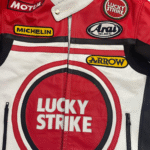 NARSON LUCKY STRIKE STREETWEAR GENUINE COWHIDE LEATHER BIKER JACKET