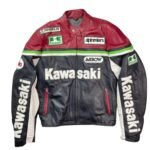 NARSON KAWASAKI ALPHINESTARS MOTORCYCLE RAING COWHIDE LEATHER JACKET