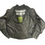 NARSON KAWASAKI BLACK RACING ZX10R MOTORBIKE GENUINE LEATHER BIKER JACKET