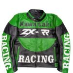 NARSON KAWASAKI ZX MOTORCYCLE GREEN LEATHER ARMORS JACKET