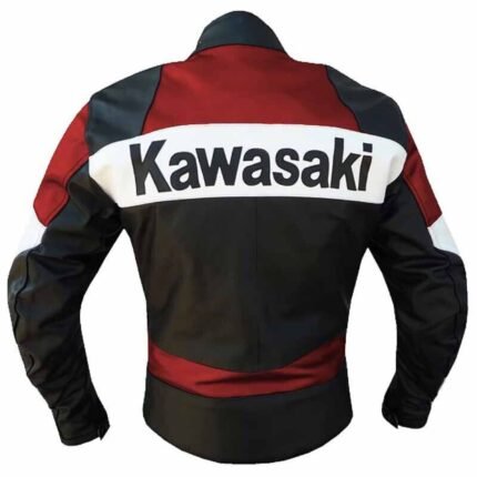 NARSON KAWASAKI MEN RED MOTORCYCLE COWHIDE LEATHERE JACKET