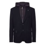 DENIM BLAZER JACKET WITH HOODIE