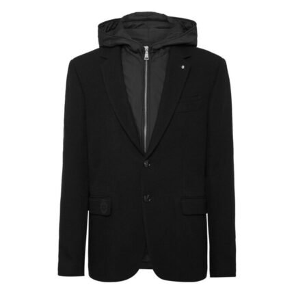 DENIM BLAZER JACKET WITH HOODIE