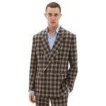 FERRARI DOUBLE BREASTED BLAZER IN TARTAN WOOL