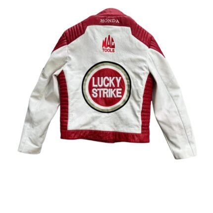 NARSON LUCKY STRIKE MOTORCYCLE RACING STREETWEAR CASUAL LEATHER BIKER JACKET