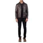 NOAH BROWN LEATHER BIKER JACKET