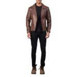 RAIDEN BROWN LEATHER BIKER JACKET