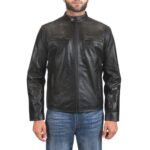 RUSTIC BLACK LEATHER BIKER JACKET