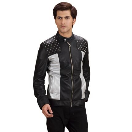 SHAPRON STUDDED LEATHER BIKER JACKET