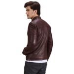 URBANE QUILTED MAROON LEATHER BIKER JACKET