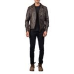 VINCENT BROWN LEATHER BIKER JACKET