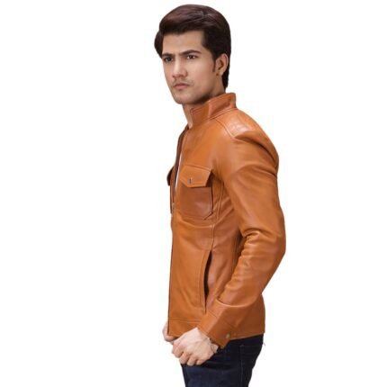 VOLTEX TAN LEATHER BIKER JACKET