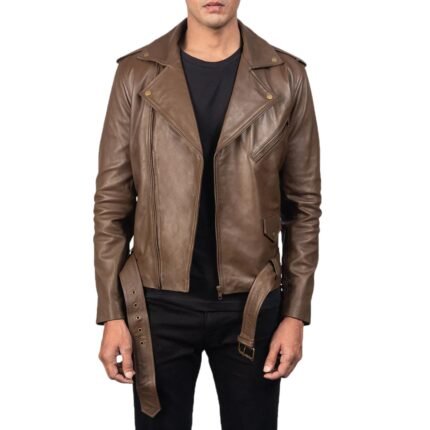 ALLARIC ALLEY MOCHA LEATHER BIKER JACKET