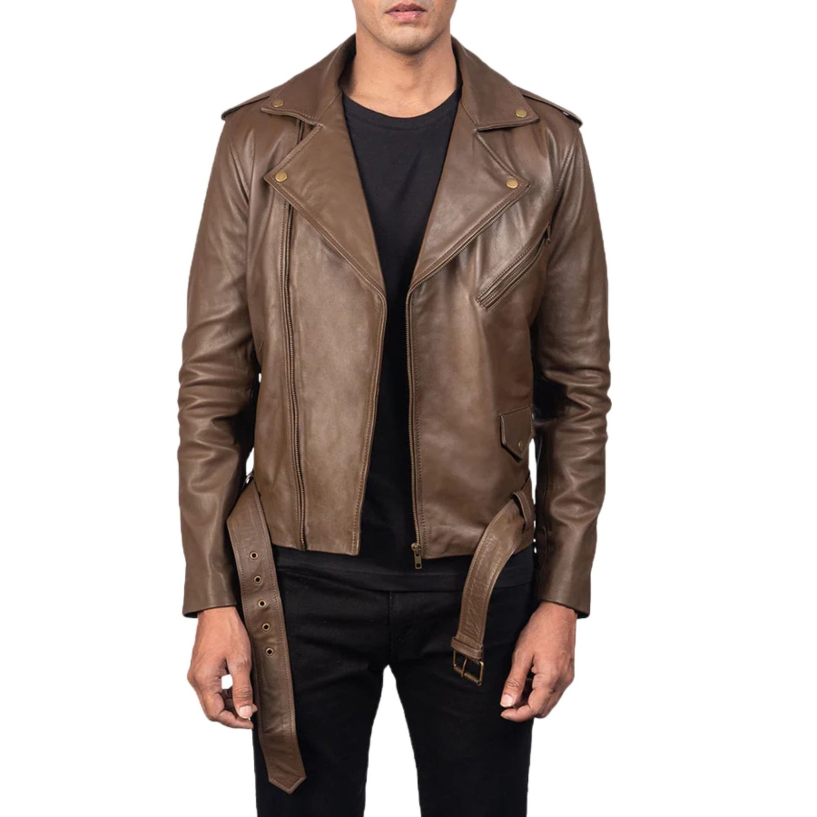 1 ALLARIC ALLEY MOCHA LEATHER BIKER JACKET