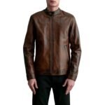 ZEN DISTRESSED BROWN LEATHER BIKER JACKET