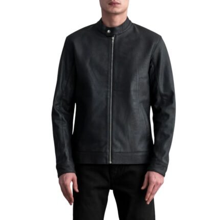 ZEN TUMBLED BLACK LEATHER BIKER JACKET