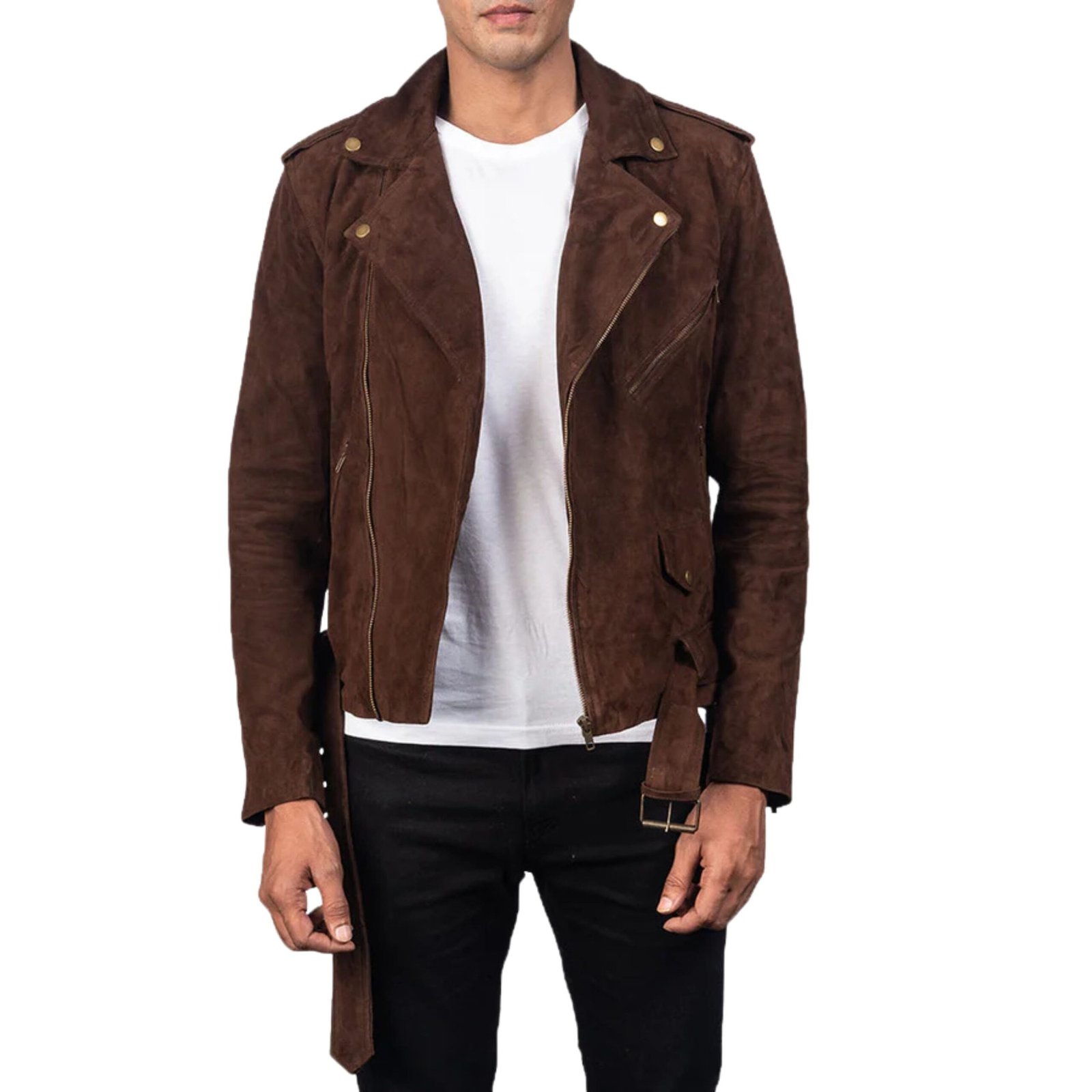 1 ALLARIC ALLEY MOCHA SUEDE BIKER JACKET