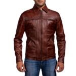 ABSTRACT MAROON LEATHER JACKET