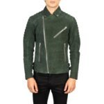 ARMAND GREEN SUEDE BIKER JACKET