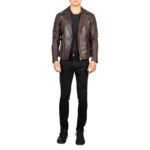 ARMAND MAROON LEATHER BIKER JACKET