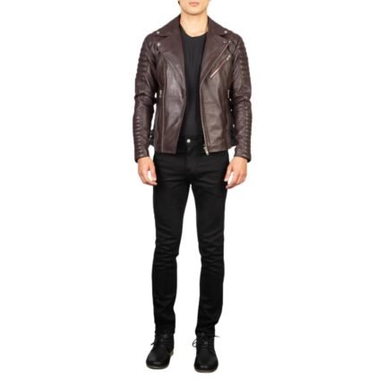ARMAND MAROON LEATHER BIKER JACKET