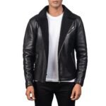 ALBERTO SHEARLING BLACK LEATHER JACKET