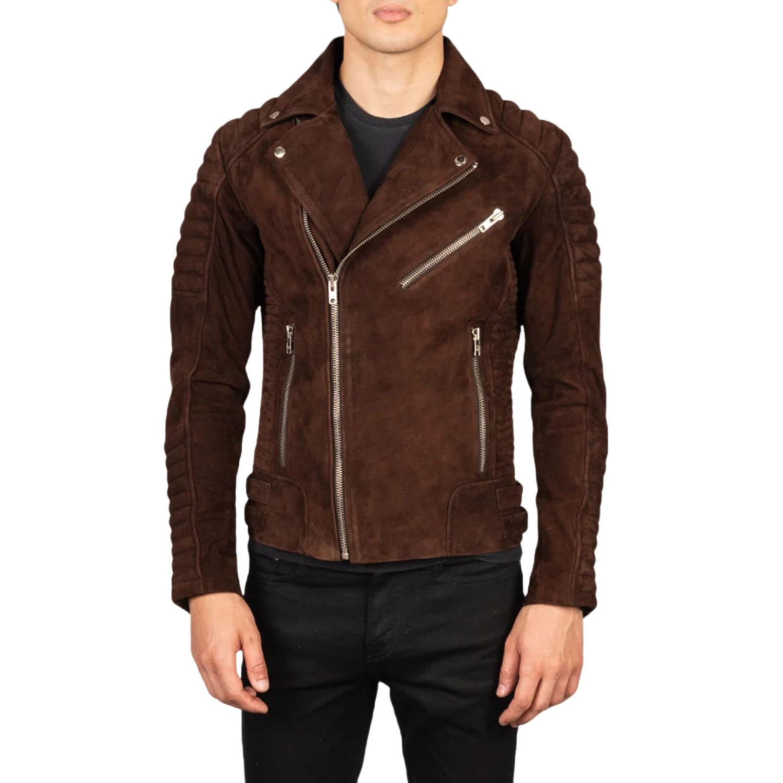 1 ARMAND MOCHA SUEDE BIKER JACKET