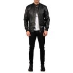 AVAN BLACK LEATHER BOMBER JACKET
