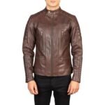 DAMIAN BROWN LEATHER BIKER JACKET