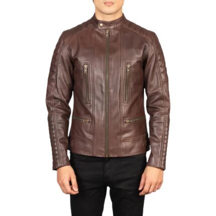DAMIAN BROWN LEATHER BIKER JACKET