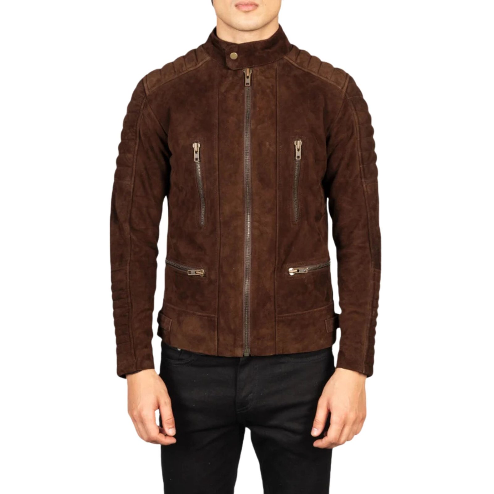 1 DAMIAN MOCHA SUEDE BIKER JACKET