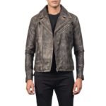 DANNY QUILTED BROWN LEATHER BIKER JACKET