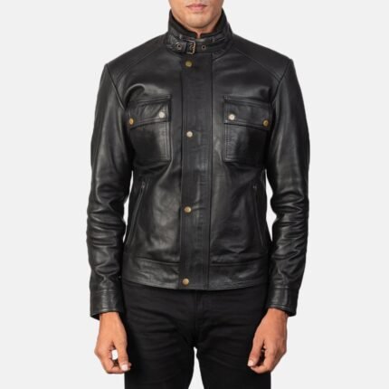 DARREN BLACK LEATHER BIKER JACKET