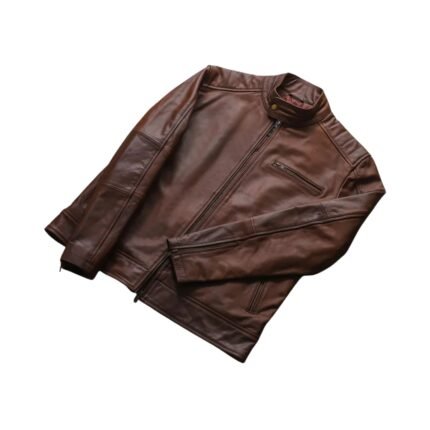DEAN BROWN LEATHER BIKER JACKET