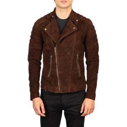 FAISOR MOCHA SUEDE BIKER JACKET