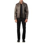 ALEX DISTRESSED BROWN LEATHER BIKER JACKET