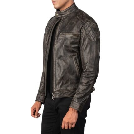 GATSBY DISTRESSED BROWN LEATHER JACKET