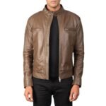 GATSBY MOCHA LEATHER BIKER JACKET