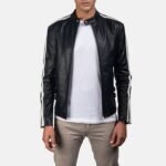 HANK BLACK LEATHER BIKER JACKET