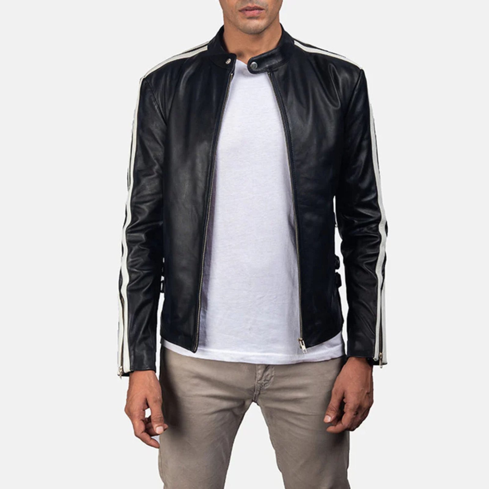 1 HANK BLACK LEATHER BIKER JACKET
