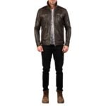 HUDSON BROWN LEATHER BIKER JACKET