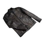 IONIC DISTRESSED BROWN LEATHER BIKER JACKET