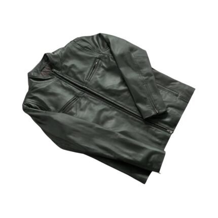 IONIC GREEN LEATHER BIKER JACKET