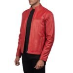 IONIC RED LEATHER BIKER JACKET