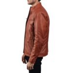 IONIC TAN BROWN LEATHER BIKER JACKET