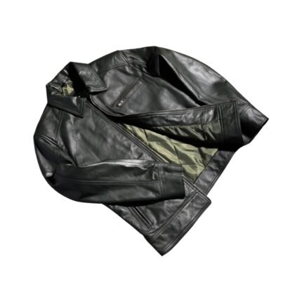 LAVENDARD GREEN LEATHER BIKER JACKET