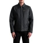 LAVENDARD MATTE BLACK LEATHER BIKER JACKET