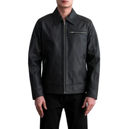LAVENDARD MATTE BLACK LEATHER BIKER JACKET